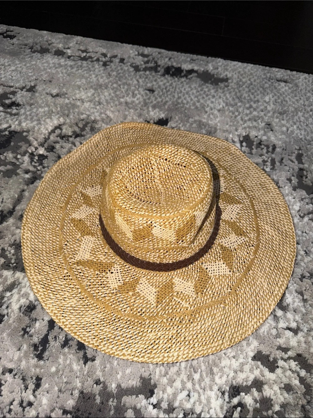 Echo Natural Straw Wide-Brim Hat with Brown Band